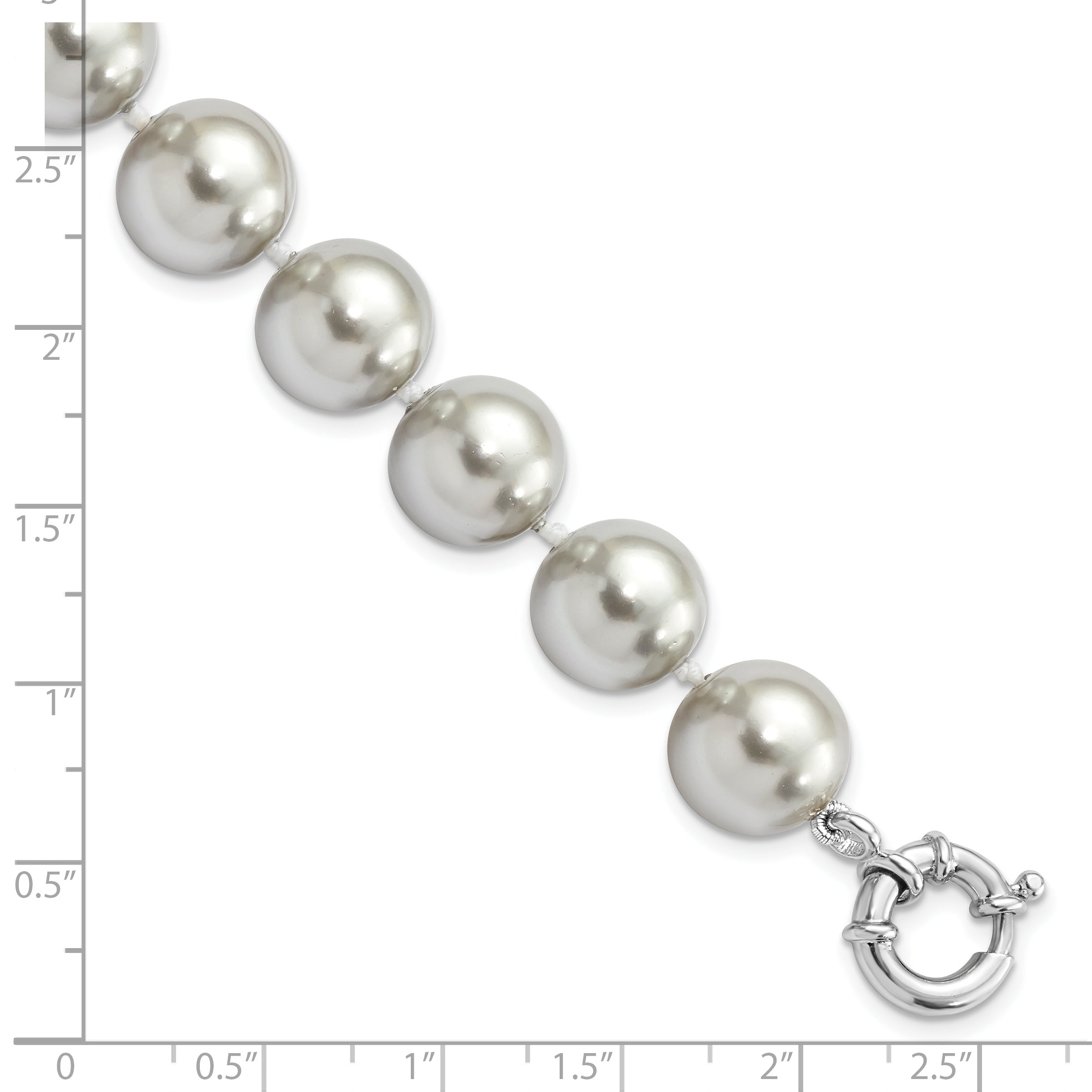 Majestik Sterling Silver Rhodium-plated 12-13mm Grey Imitation Shell Pearl Hand-knotted Bracelet