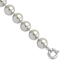 Majestik Sterling Silver Rhodium-plated 12-13mm Grey Imitation Shell Pearl Hand-knotted Bracelet