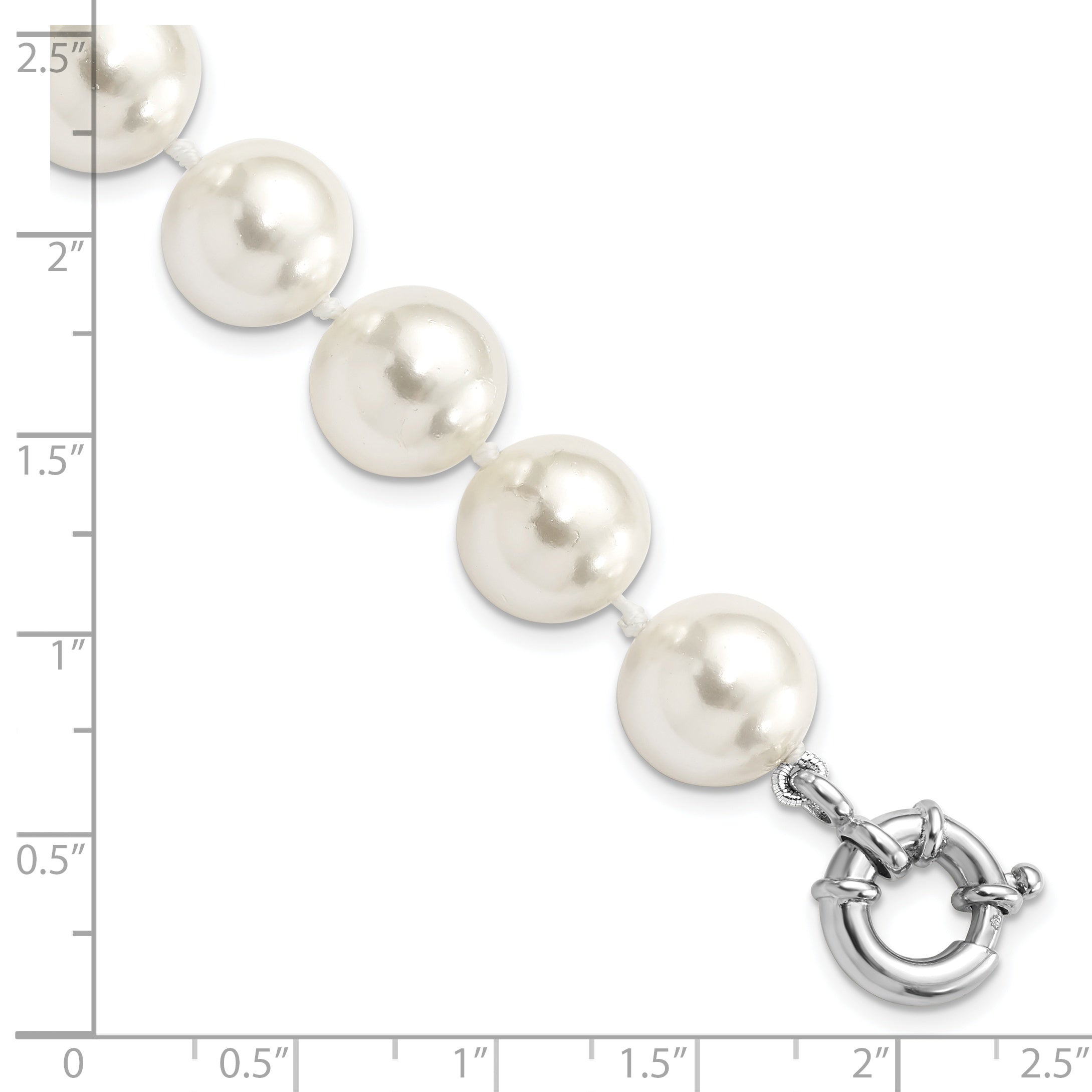 Majestik Sterling Silver Rhodium-plated 12-13mm White Imitation Shell Pearl Hand-knotted Bracelet