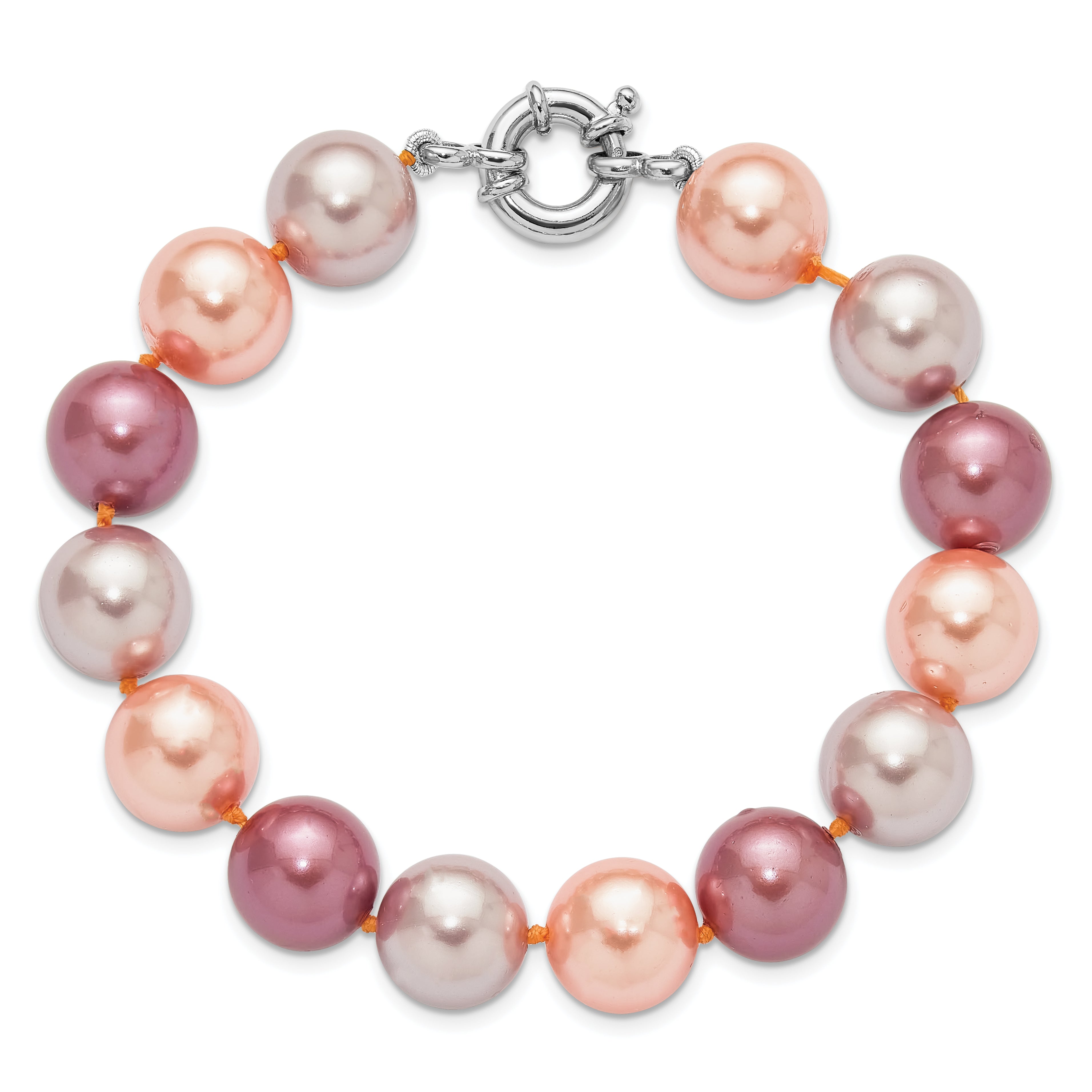 SS Majestik RH-pl 12-13mm Pink/Purple/Grey Imit Shell Pearl Bracelet