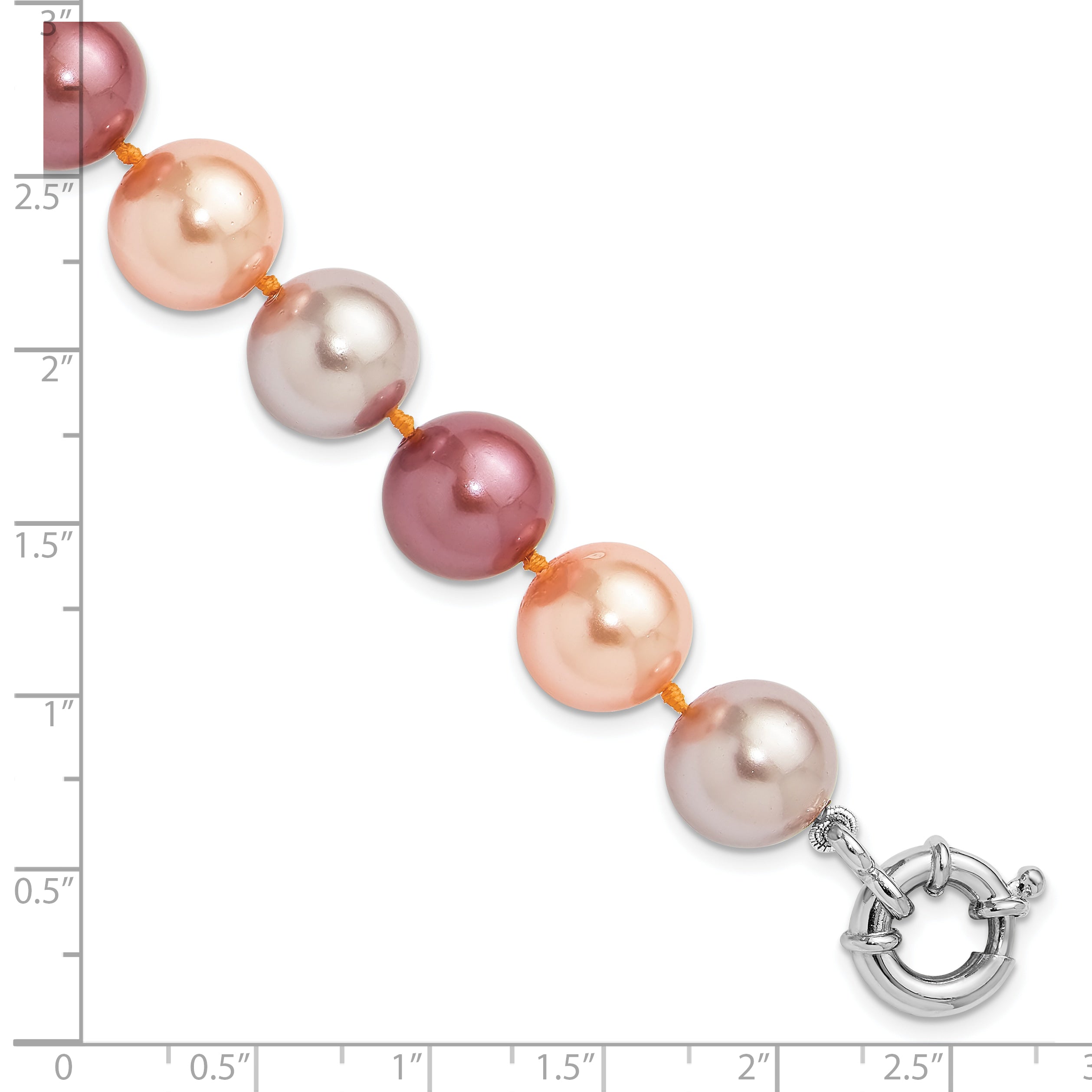 SS Majestik RH-pl 12-13mm Pink/Purple/Grey Imit Shell Pearl Bracelet