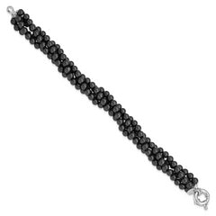 Sterling S Majestik Rh-pl 4 Row 4-5mm Blk Imitat Shell Pearl Twisted Bracel