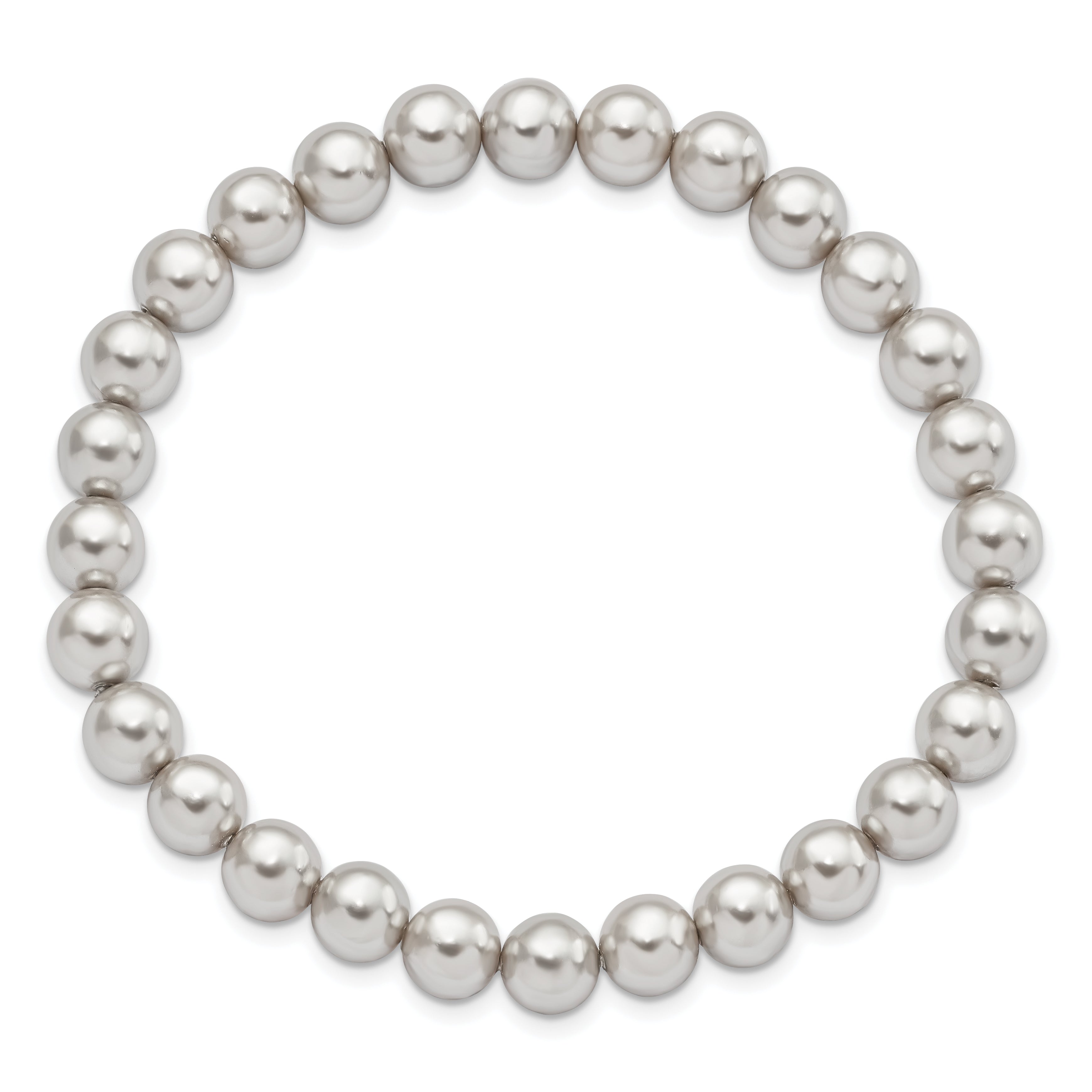 Majestik 7-8mm Grey Imitation Shell Pearl Stretch Bracelet