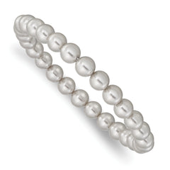 Majestik 7-8mm Grey Imitation Shell Pearl Stretch Bracelet