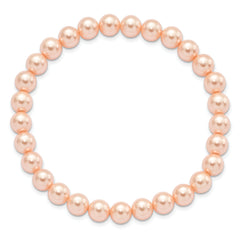 Majestik 7-8mm Pink Imitation Shell Pearl Stretch Bracelet