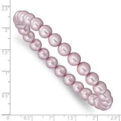 Majestik 7-8mm Purple Imitation Shell Pearl Stretch Bracelet