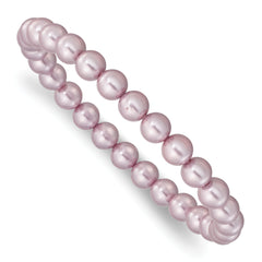 Majestik 7-8mm Purple Imitation Shell Pearl Stretch Bracelet