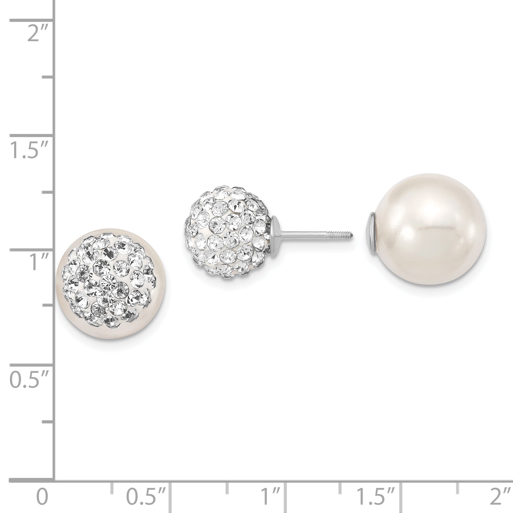 Majestik 925 Sterling Silver Rhodium-Plated Shell Pearl CZ Earrings