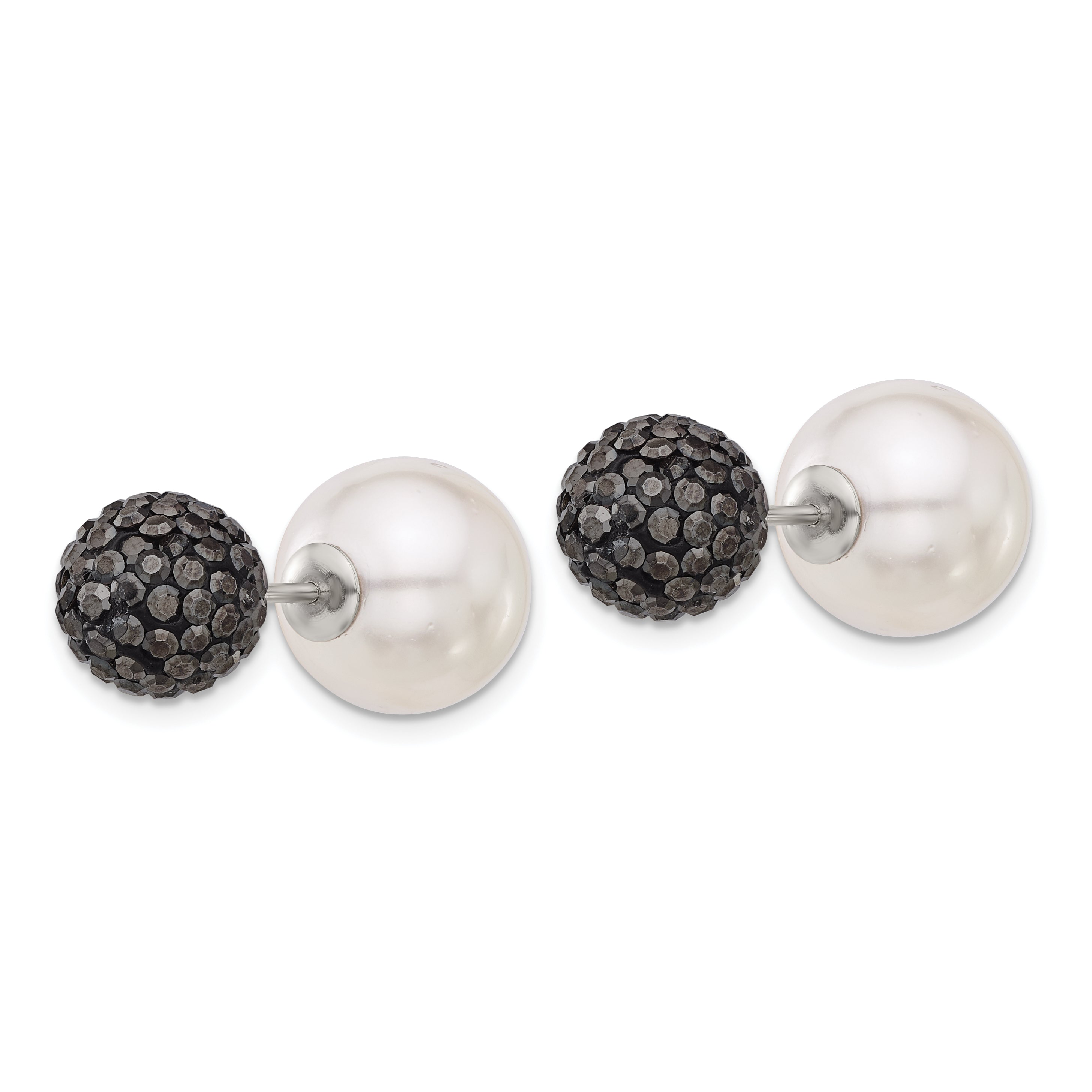 SS Majestik RH-pl Wht 12-13mm Imit Shell Pearl 10-11mm Crystal Earrings