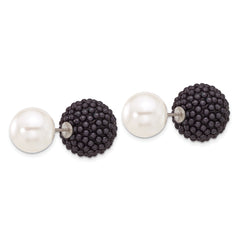 SS Majestik RH-pl 11-12mm Wht 15-16mm Blk Imit Shell Pearl Earrings