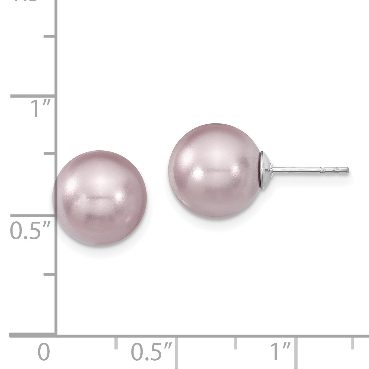 Majestik Sterling Silver Rhodium-plated 10-11mm Purple Imitation Shell Pearl Stud Earrings