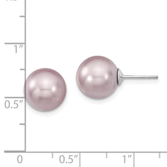 Majestik Sterling Silver Rhodium-plated 10-11mm Purple Imitation Shell Pearl Stud Earrings