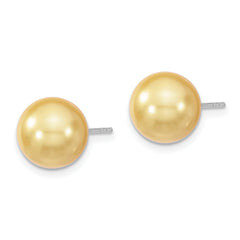 Majestik Sterling Silver Rhodium-plated 10-11mm Yellow Imitation Shell Pearl Stud Earrings