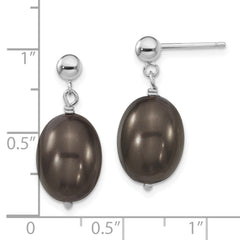 Sterling S Majestik Rh-pl10-11mm Blk Rice Imitat Shell Pearl Post Dangle Ea