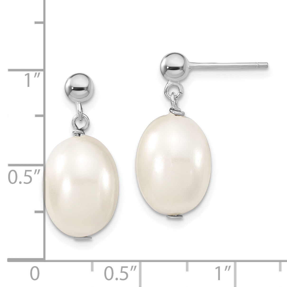 Sophia Jewelers 925 Sterling Silver Rhodium-Plated Shell Pearl Dangle Earrings