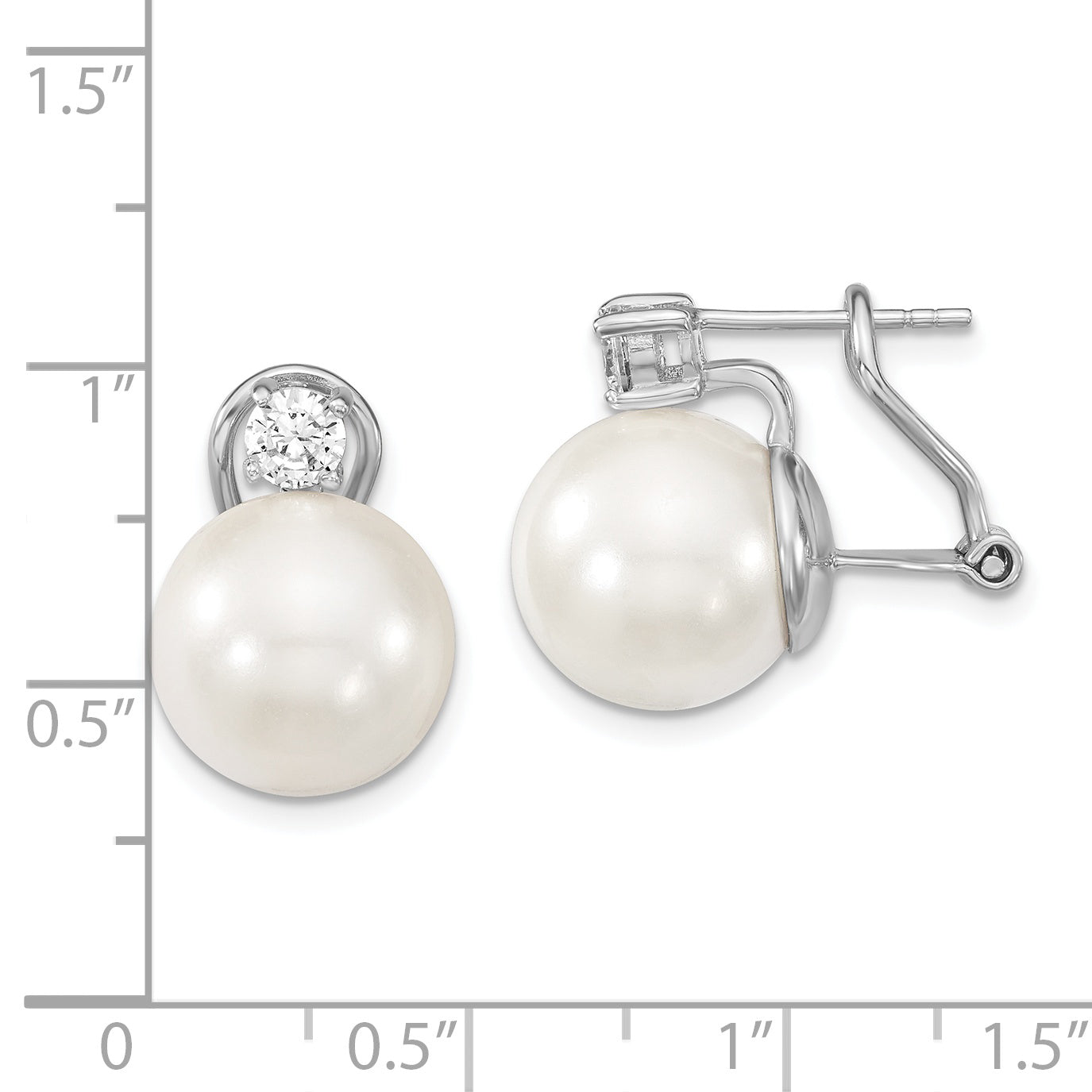 Majestik Sterling Silver Pearl and CZ Earrings with Rhodium Finish