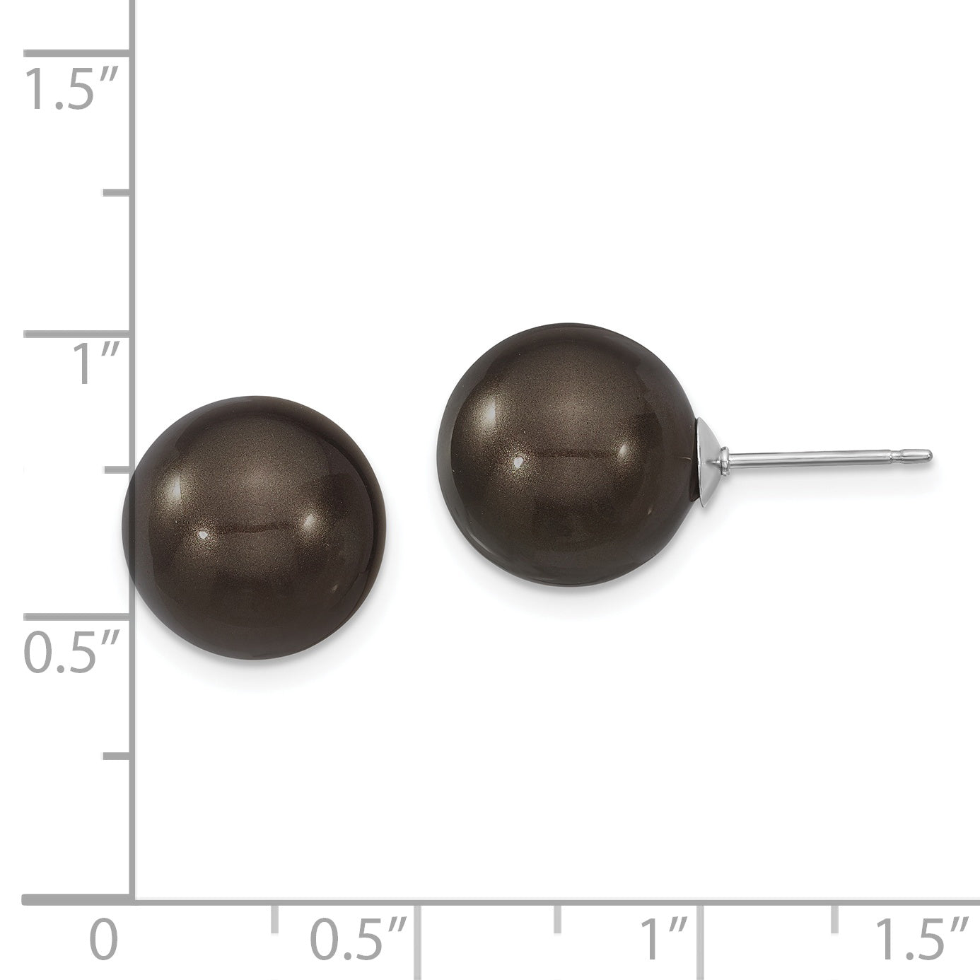 Majestik Sterling Silver Rhodium-Plated Black Shell Pearl Stud Earrings