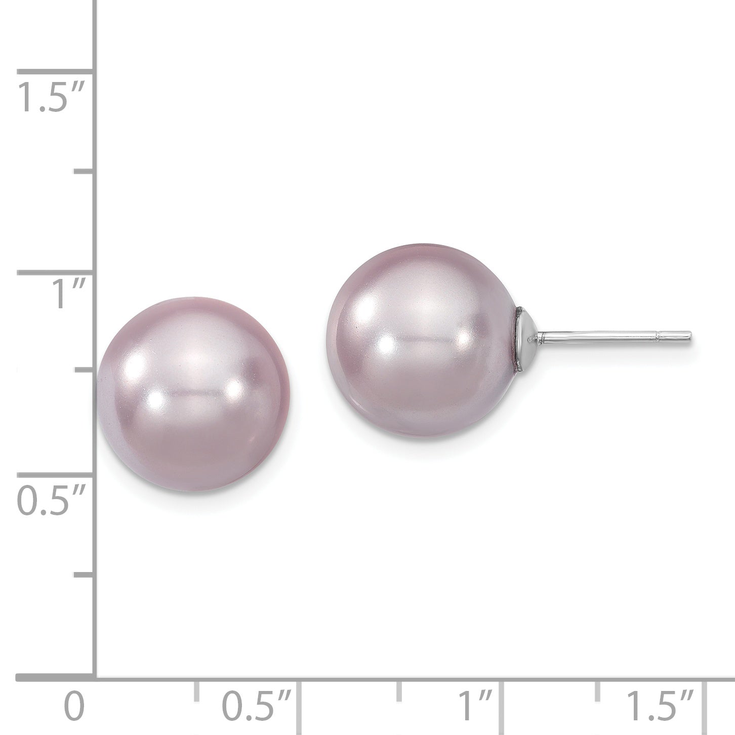 Majestik Sterling Silver Rhodium-plated 12-13mm Purple Imitation Shell Pearl Stud Earrings