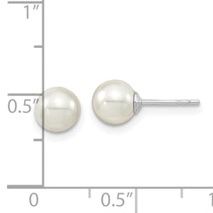 Majestic Sterling Silver Rhodium-plated 6-7mm White Imitation Shell Pearl Stud Earrings