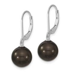 Majestik Sterling Silver Rhodium-Plated Black Shell Pearl Dangle Earrings Classic Elegance