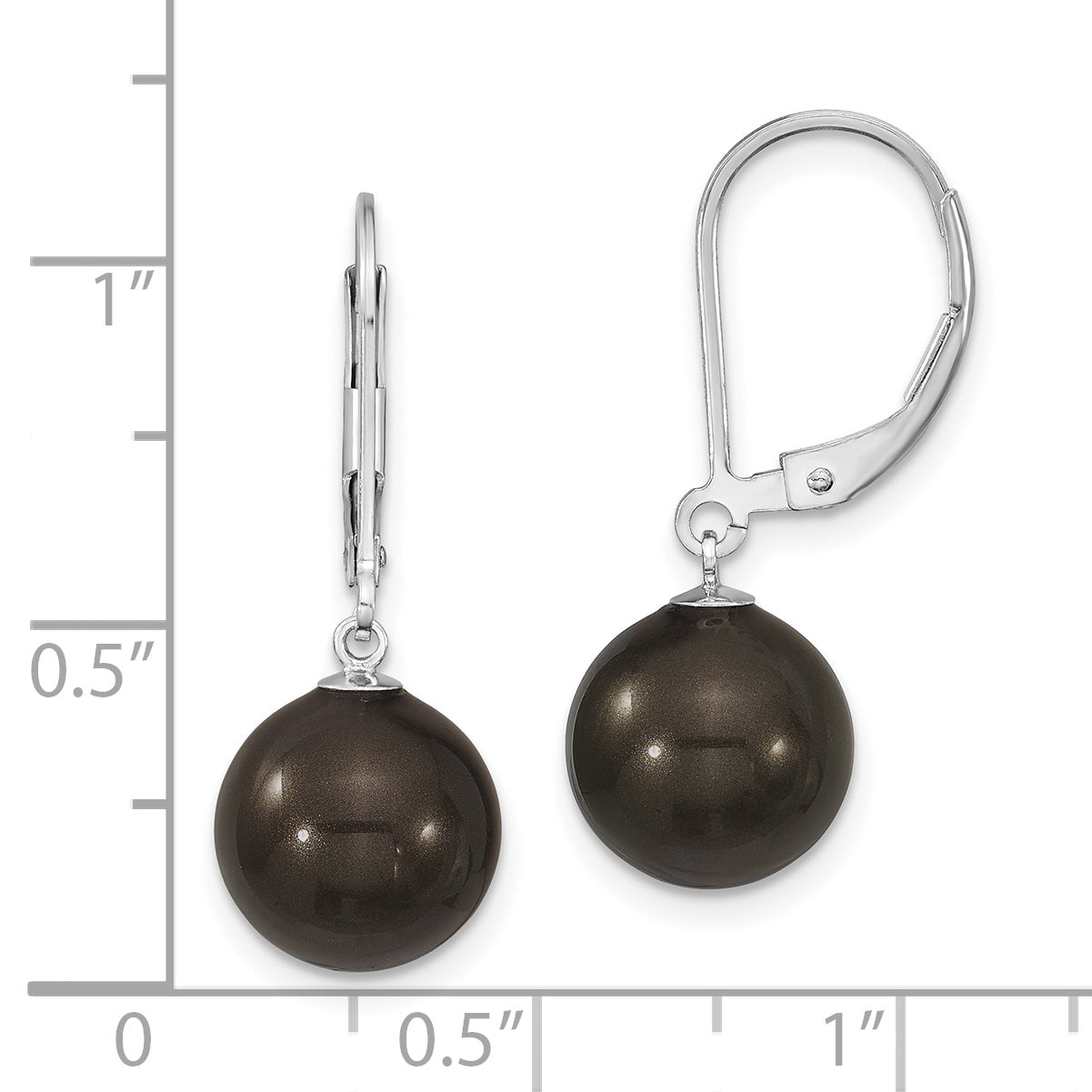 Majestik Sterling Silver Rhodium-Plated Black Shell Pearl Dangle Earrings Classic Elegance