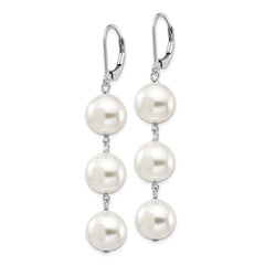 Majestik Sterling Silver Rhodium-plated 10-11mm Imitation Shell Pearl Dangle Earrings