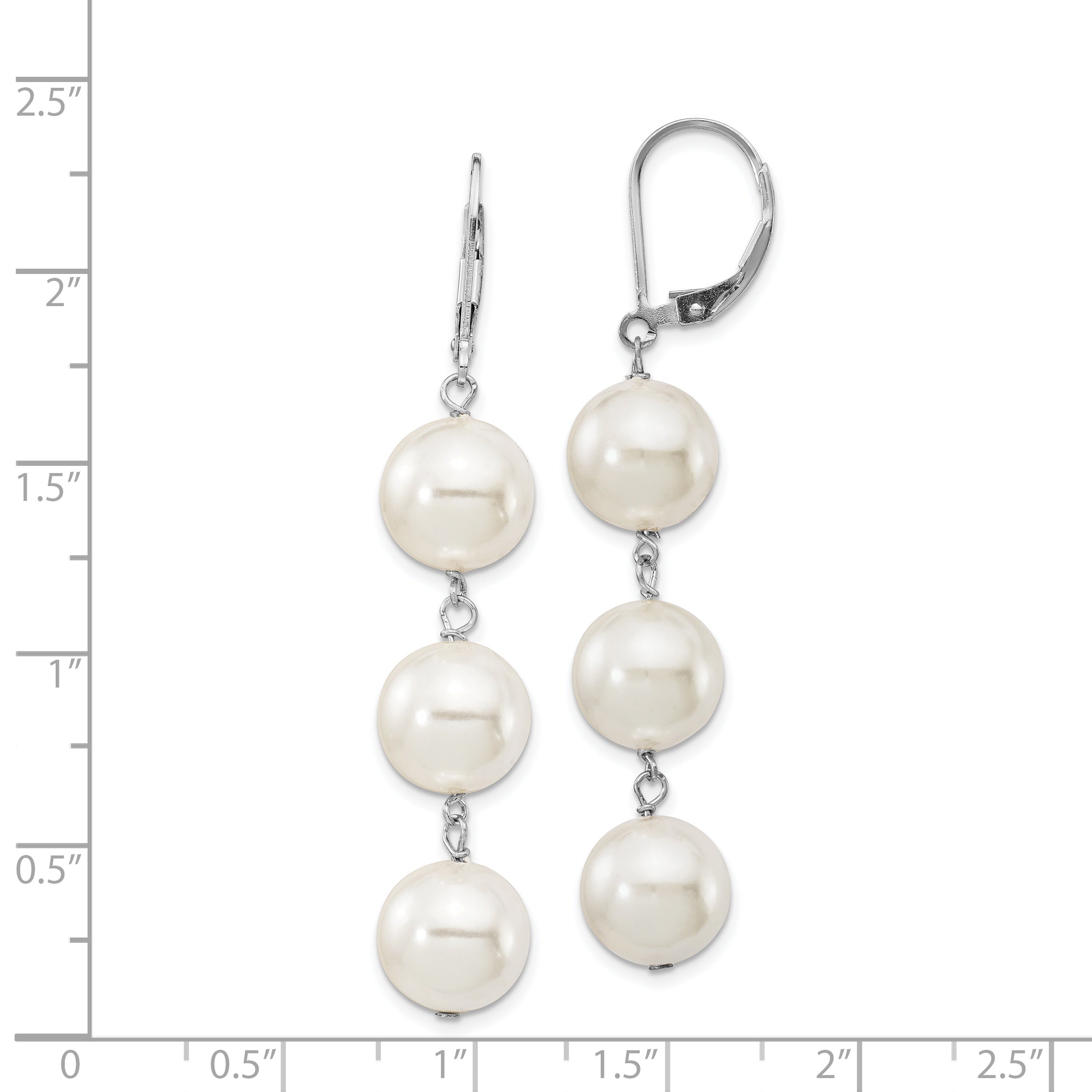 Majestik Sterling Silver Rhodium-plated 10-11mm Imitation Shell Pearl Dangle Earrings