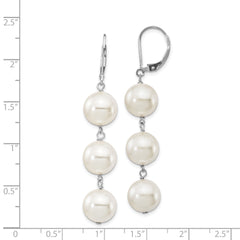 Majestik Sterling Silver Rhodium-plated 10-11mm Imitation Shell Pearl Dangle Earrings