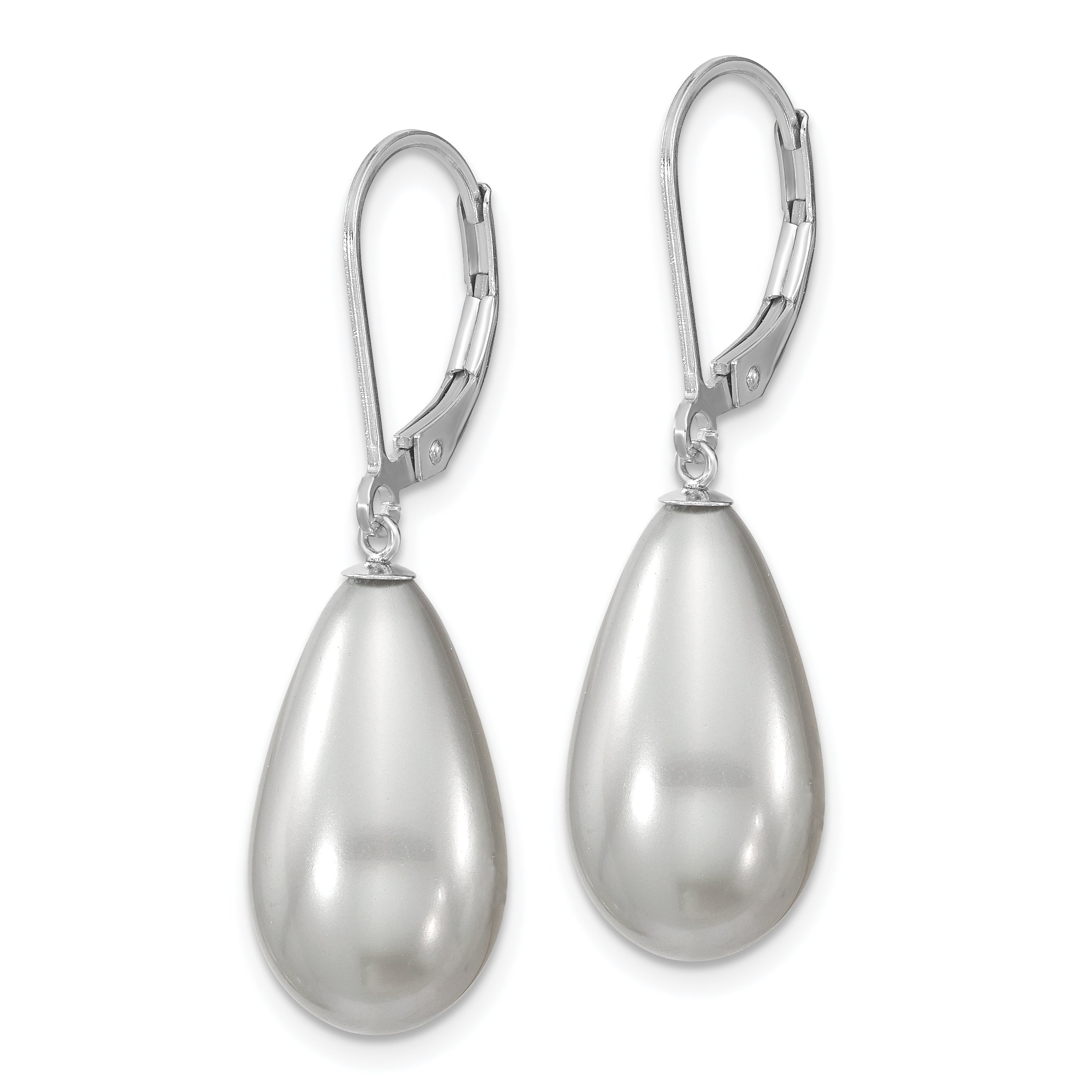 Majestik 925 Sterling Silver Rhodium-Plated Teardrop Shell Pearl Dangle Earrings