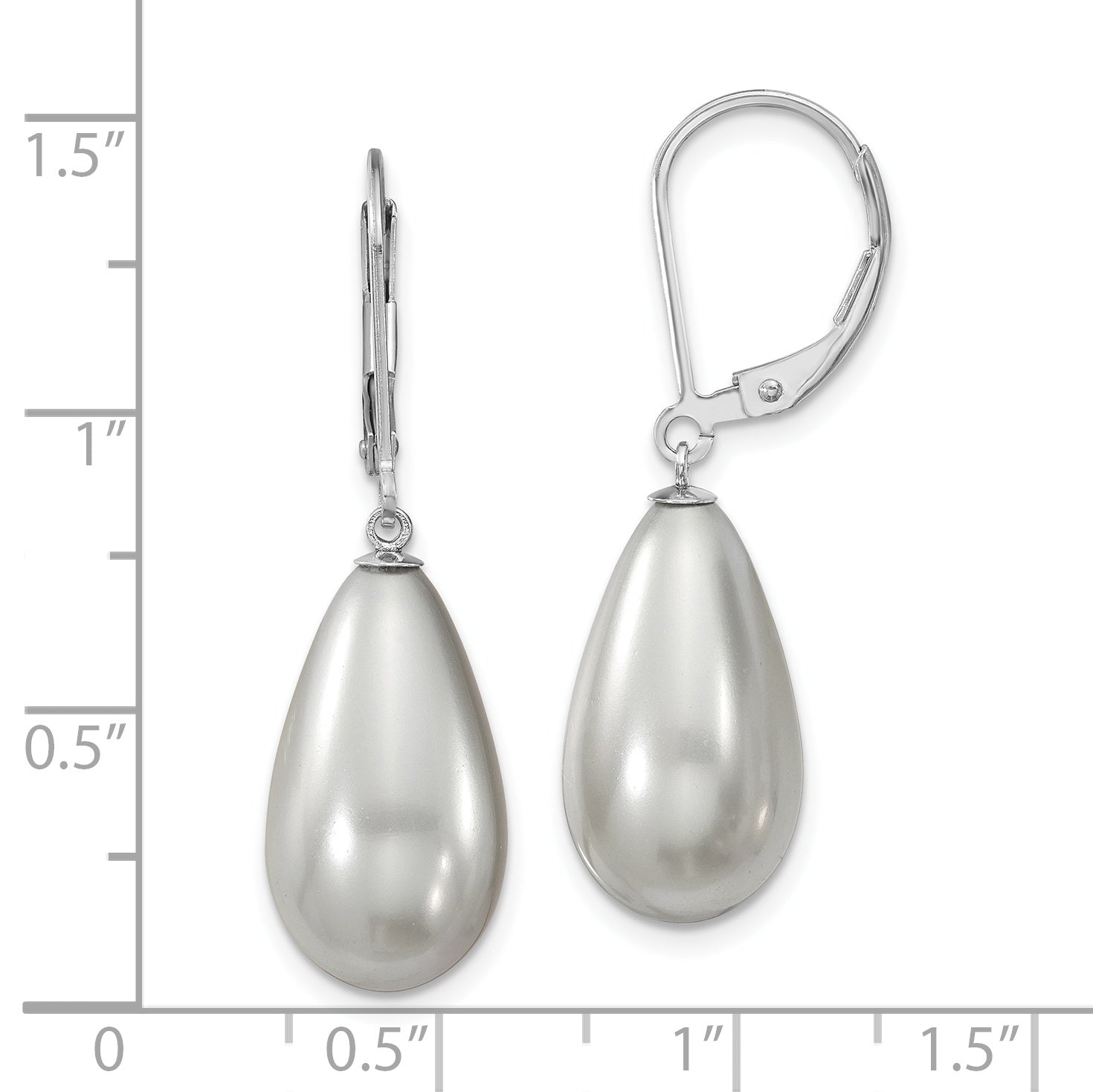 Majestik 925 Sterling Silver Rhodium-Plated Teardrop Shell Pearl Dangle Earrings