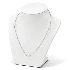 Sterling Silver Majestik Rh-pl 10-11mm Wht Imitat. Shell Pearl & CZ Necklac