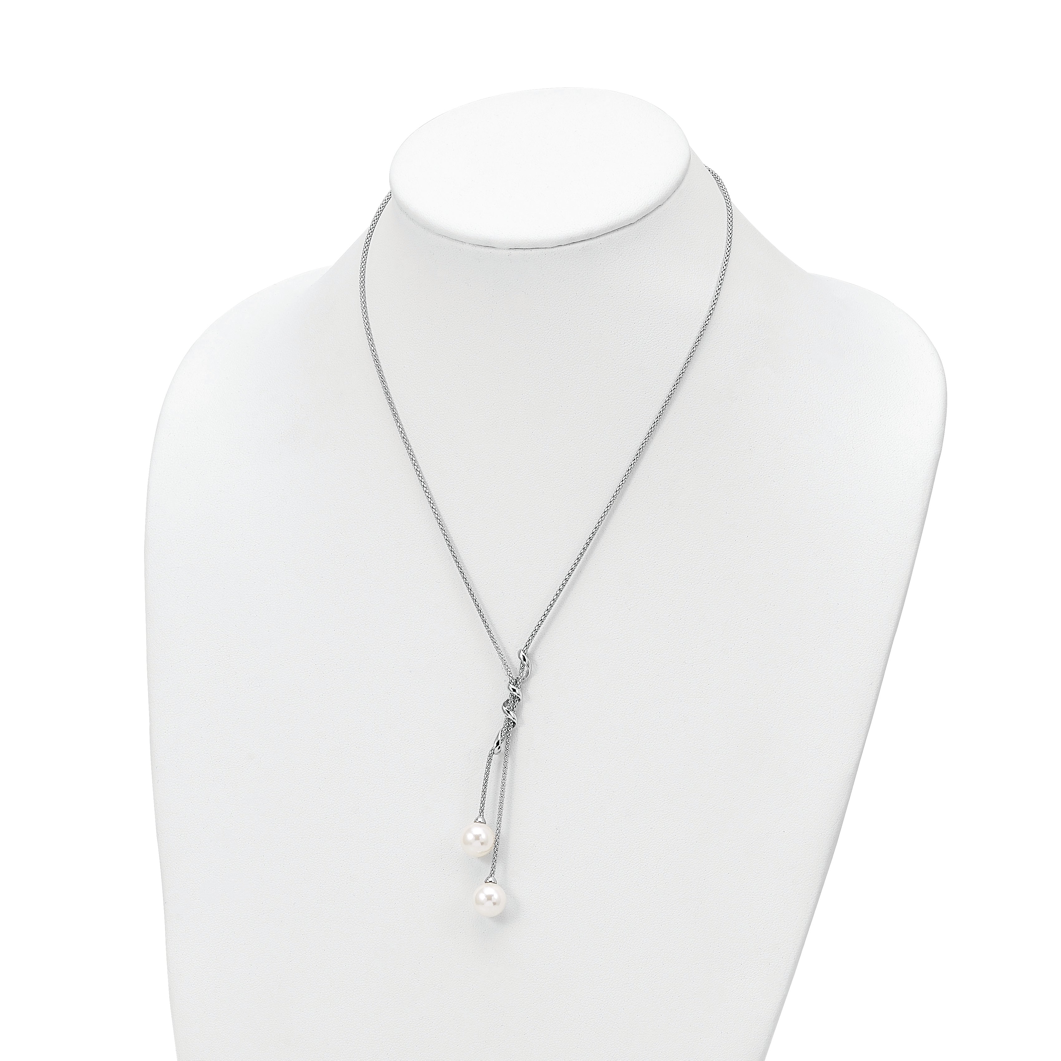 Majestik Sterling Silver Rhodium-Plated Beaded Necklace with Shell Pearls