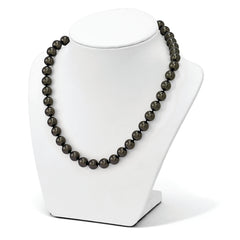 Majestik Sterling Silver Rhodium-plated 10-11mm Black Imitation Shell Pearl Hand-knotted Necklace