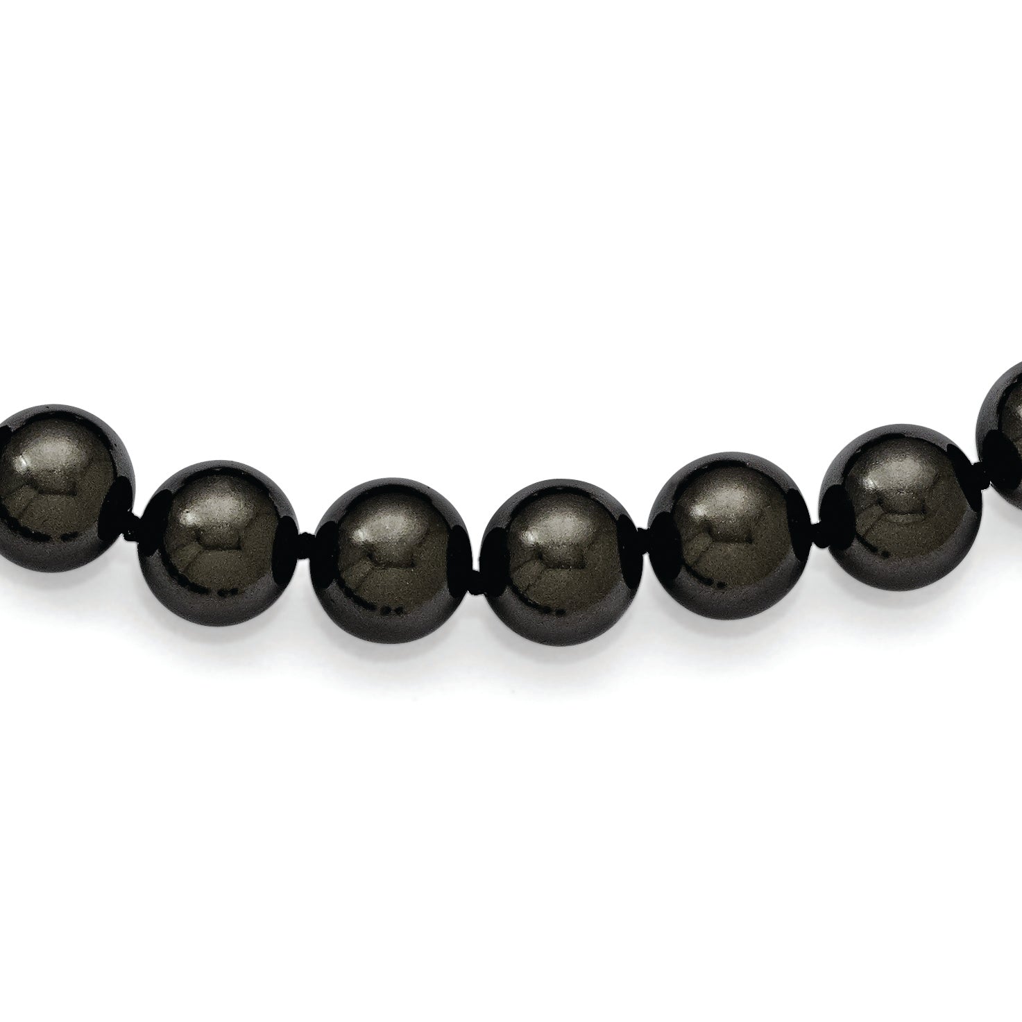 Majestik Sterling Silver Rhodium-plated 10-11mm Black Imitation Shell Pearl Hand-knotted Necklace