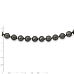 Majestik Sterling Silver Rhodium-plated 10-11mm Black Imitation Shell Pearl Hand-knotted Necklace