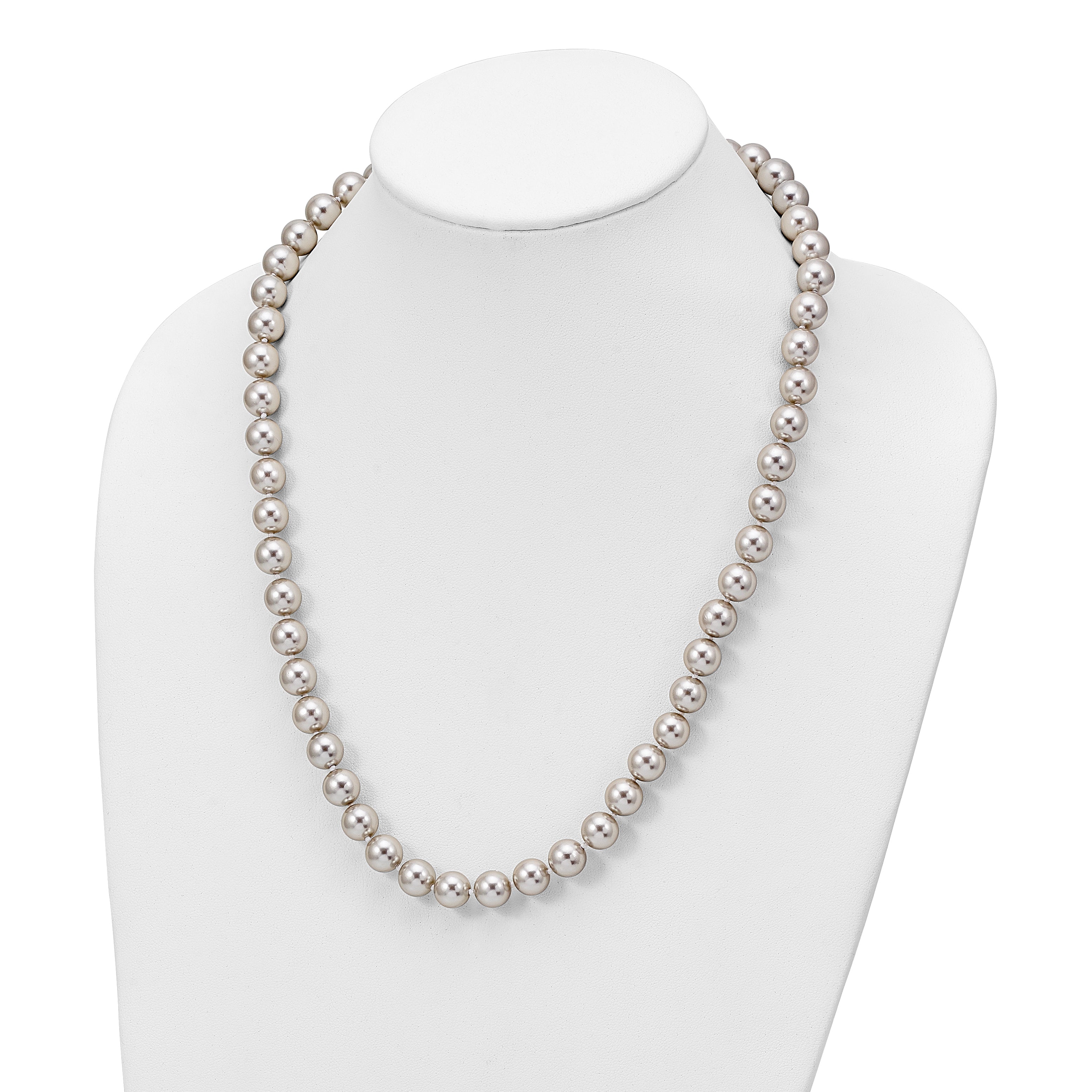 Majestik Sterling Silver Rhodium-plated 10-11mm Grey Imitation Shell Pearl Hand-knotted Necklace