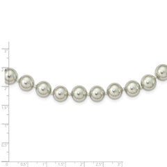 Majestik Sterling Silver Rhodium-plated 10-11mm Grey Imitation Shell Pearl Hand-knotted Necklace