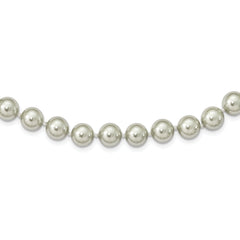 Majestik Sterling Silver Rhodium-plated 10-11mm Grey Imitation Shell Pearl Hand-knotted Necklace