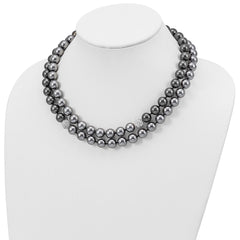 Majestik 10-11mm Black Grey Imitation Shell Pearl Crystal Slip-on Hand-knotted Necklace