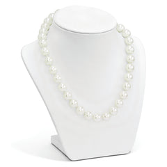 Sterling S Majestik Rh-pl 12-13mm Wht Imitat Shell Pearl w/CZ Clasp Necklac