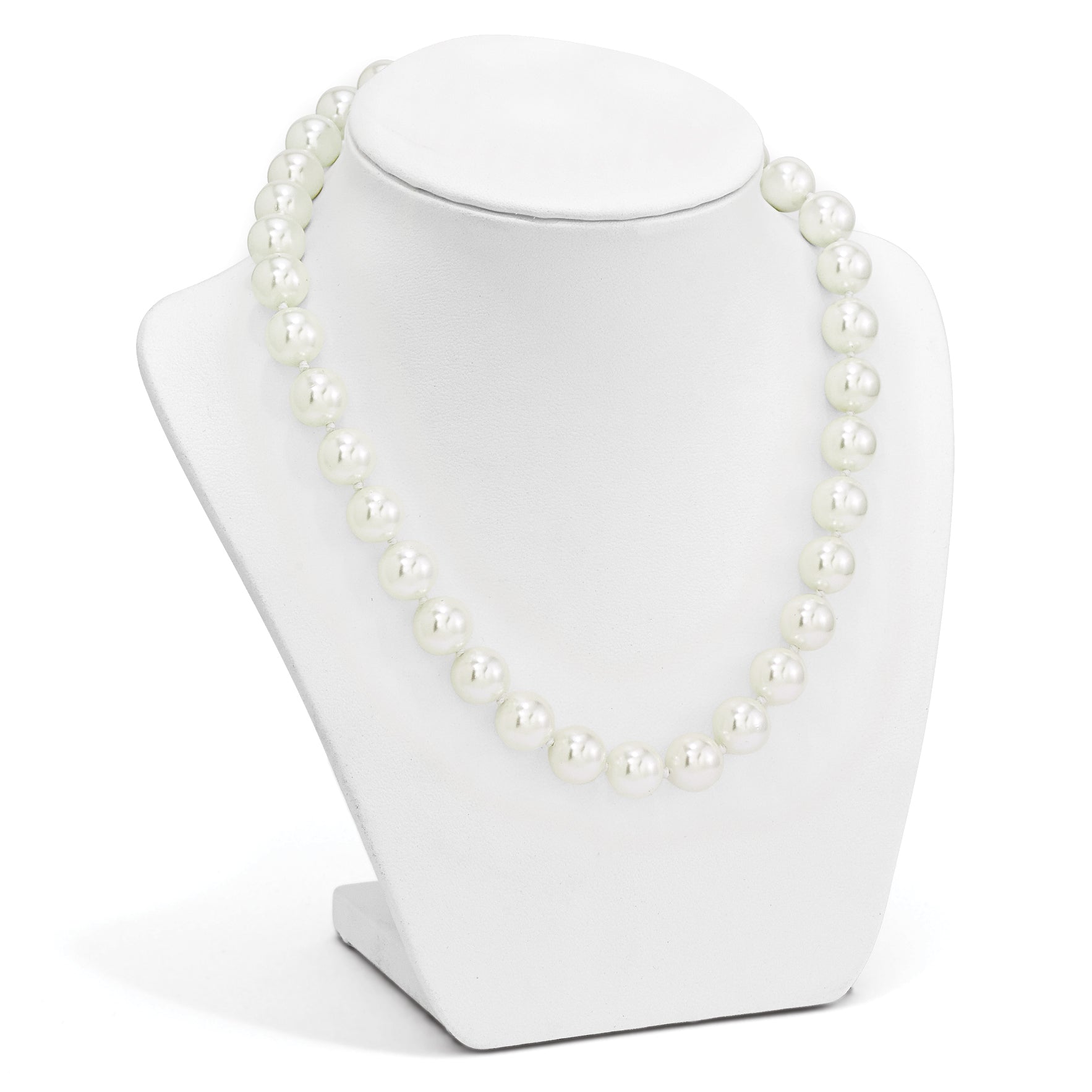 Sterling S Majestik Rh-pl 12-13mm Wht Imitat Shell Pearl w/CZ Clasp Necklac