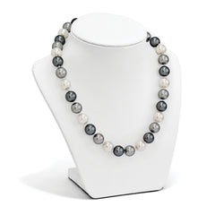 Majestik Sterling Silver Rhodium-plated 12-13mm Multi-color Imitation Shell Pearl Hand-knotted Necklace