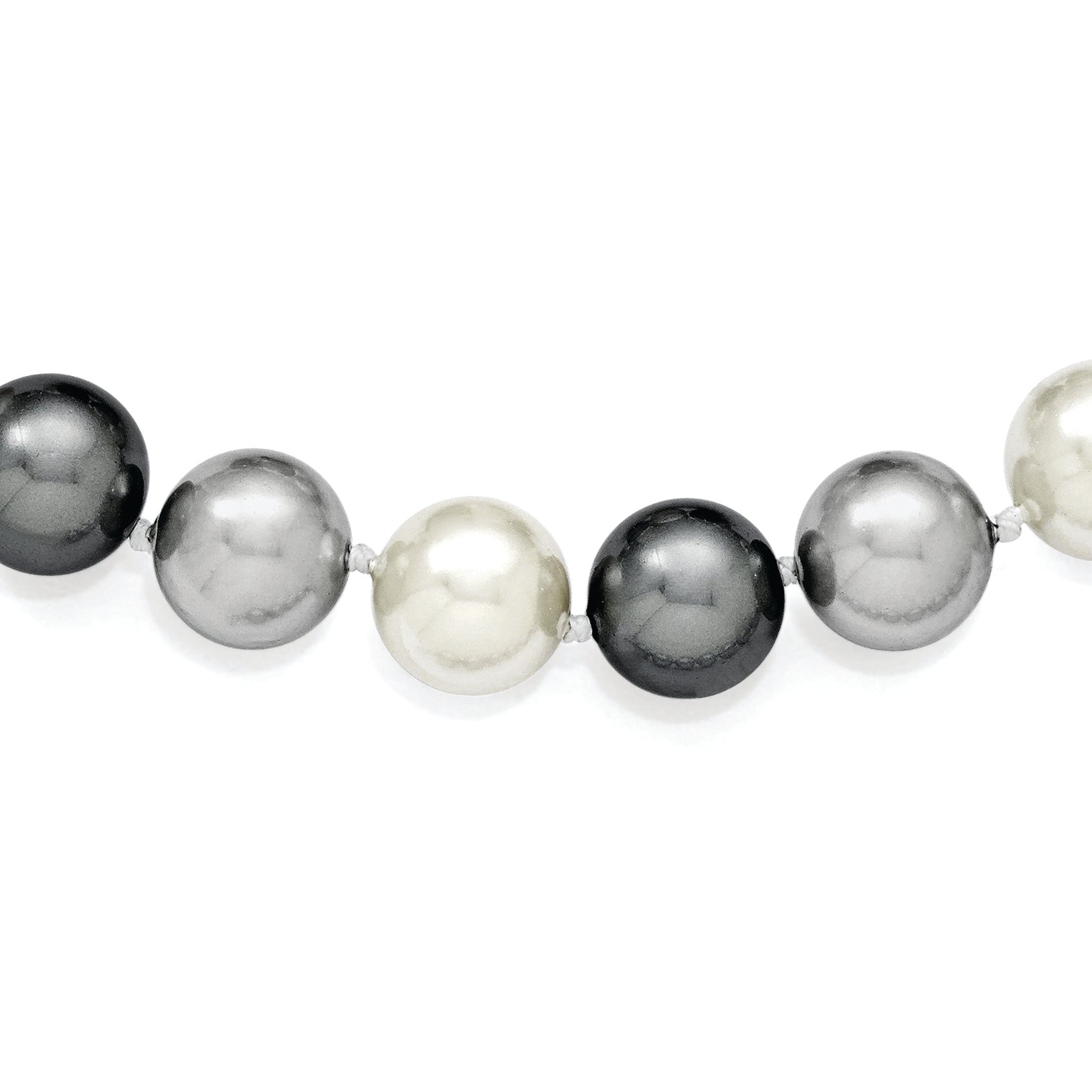 Majestik Sterling Silver Rhodium-plated 12-13mm Multi-color Imitation Shell Pearl Hand-knotted Necklace