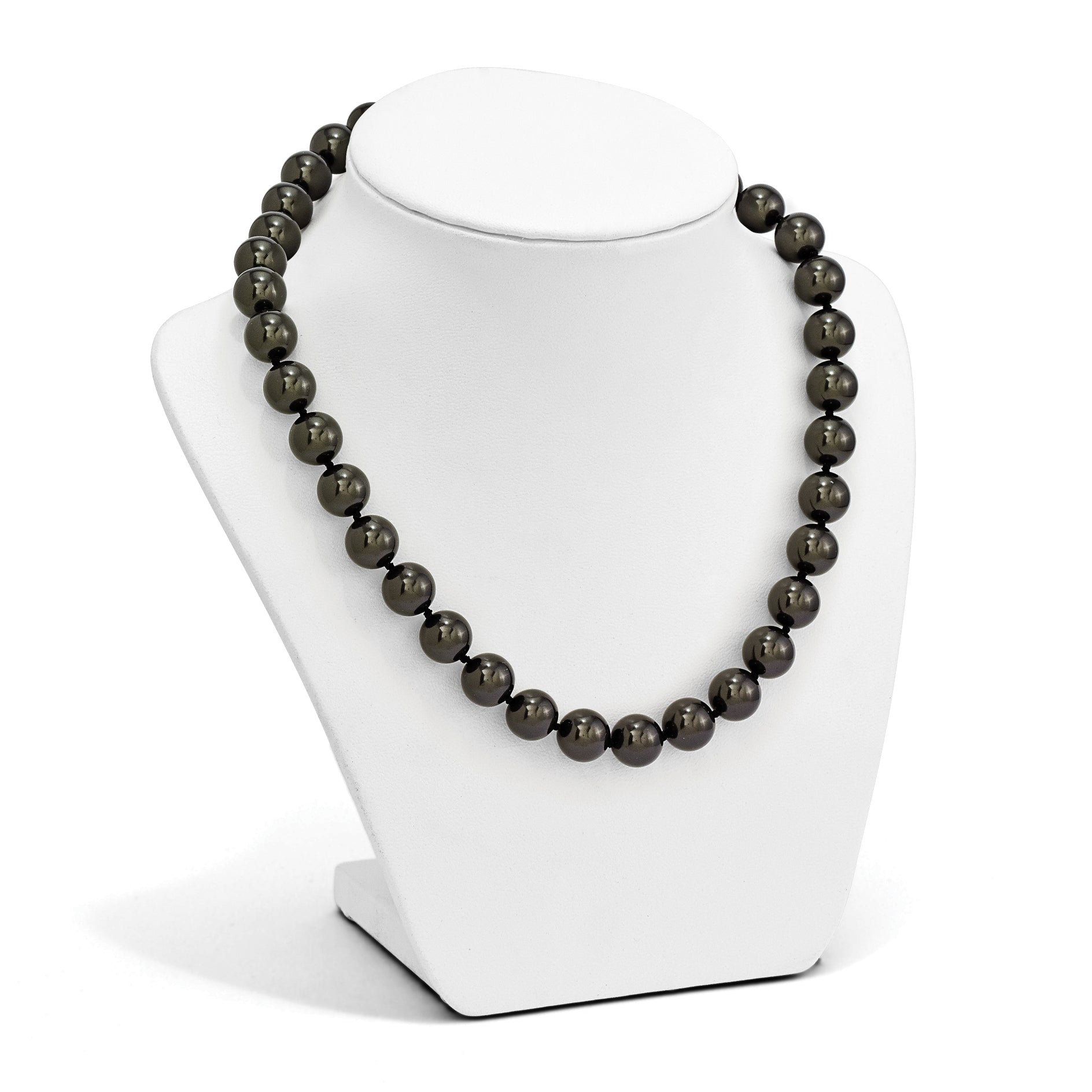 Majestik Sterling Silver Rhodium-plated 12-13mm Black Imitation Shell Pearl Hand-knotted Necklace