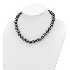 Majestik Sterling Silver Rhodium-plated 12-13mm Black Imitation Shell Pearl Hand-knotted Necklace