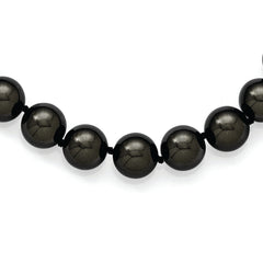 Majestik Sterling Silver Rhodium-plated 12-13mm Black Imitation Shell Pearl Hand-knotted Necklace