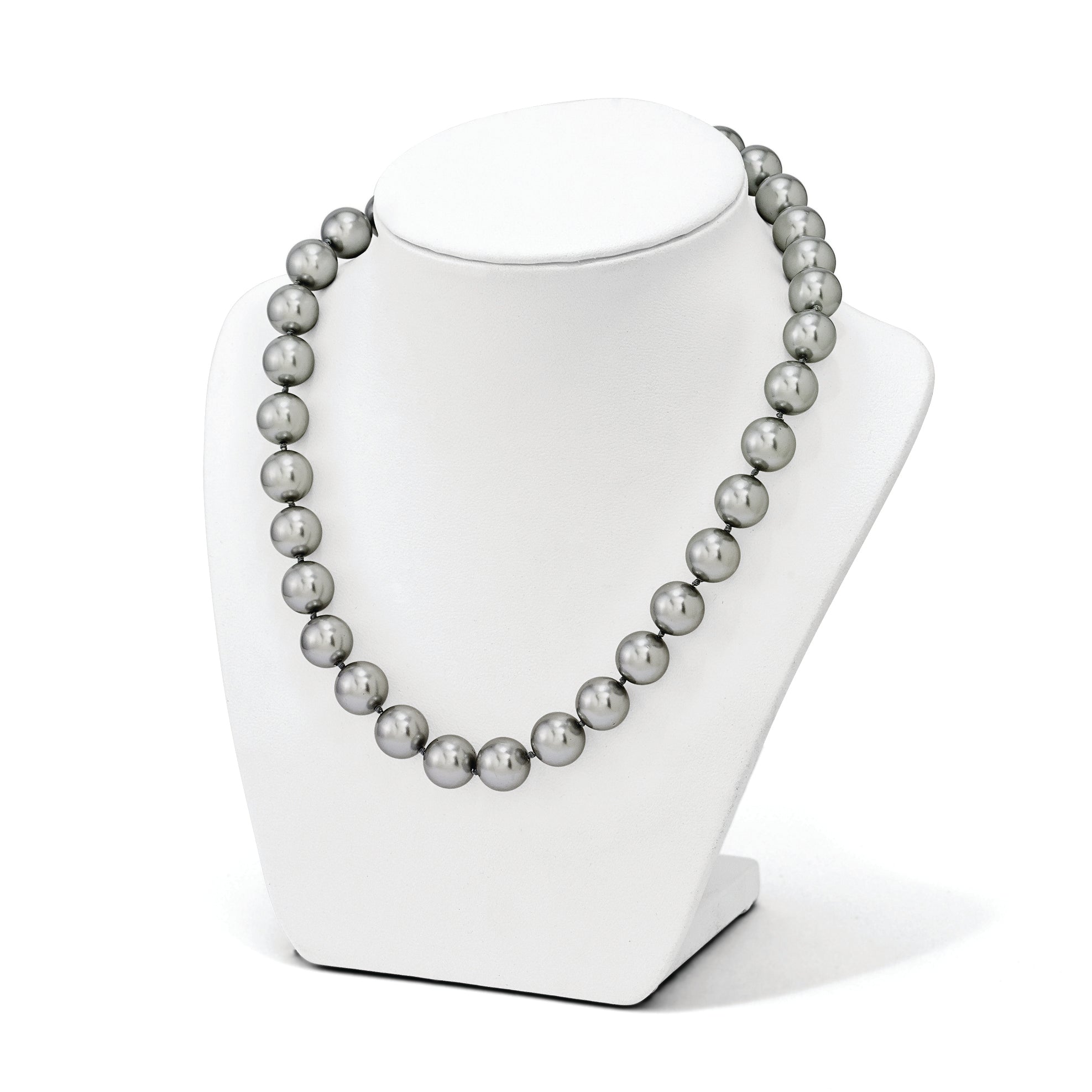 Majestik Sterling Silver Rhodium-plated 12-13mm Grey Imitation Shell Pearl Hand-knotted Necklace