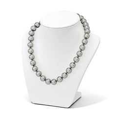 Majestik Sterling Silver Rhodium-plated 12-13mm Grey Imitation Shell Pearl Hand-knotted Necklace