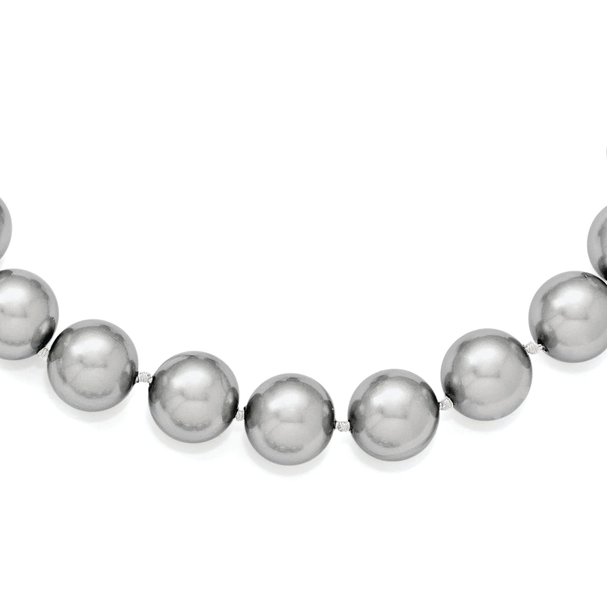 Majestik Sterling Silver Rhodium-plated 12-13mm Grey Imitation Shell Pearl Hand-knotted Necklace