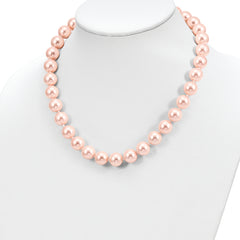 Majestik Sterling Silver Rhodium-plated 12-13mm Pink Imitation Shell Pearl Hand-knotted Necklace